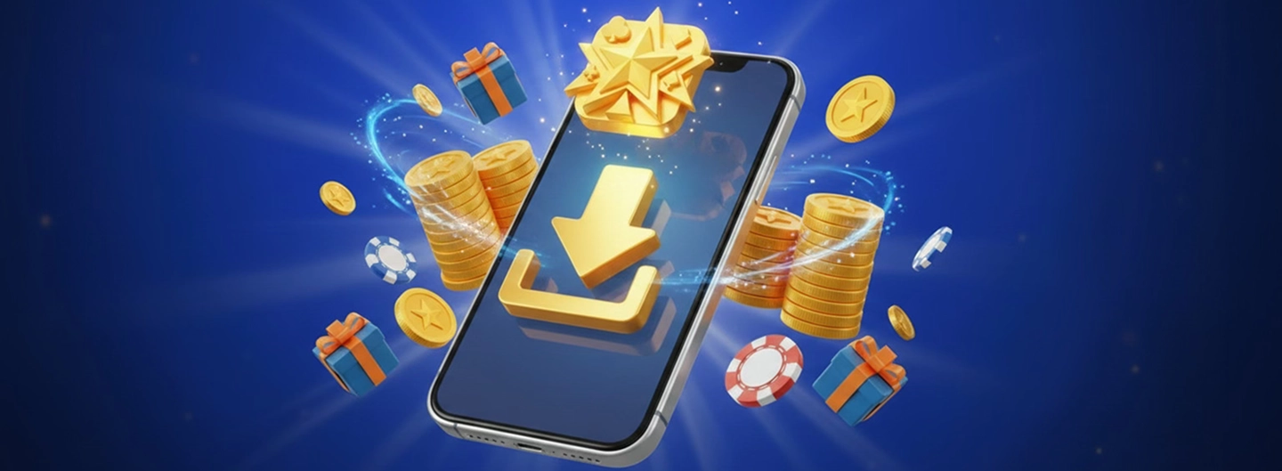 Mostbet | Mobilní telefon se šipkou pro stažení aplikace Mostbet CZ, žetony a dárky